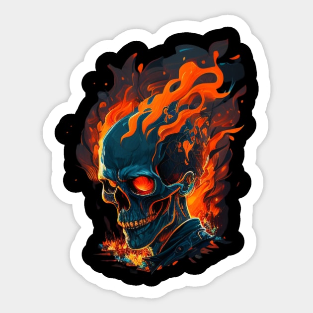 Flaming skull Sticker by Crazy skull
